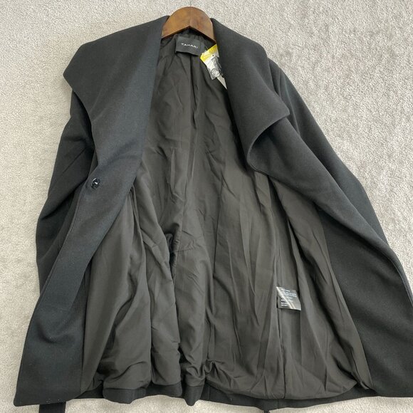NEW Tahari Women's S Black Belted Pea Coat Wrap Polyester - Picture 9 of 10